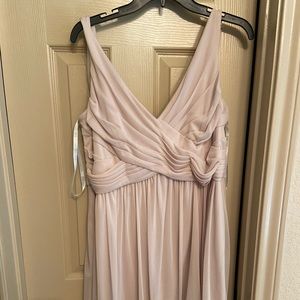 Champagne sleeveless bridesmaid dress